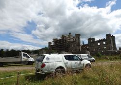 Lowther Castle with the scafolding up